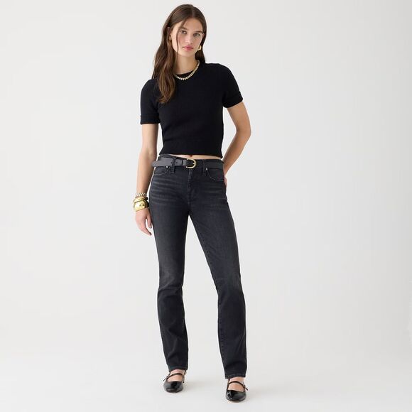 J Crew 9" Mid Rise Vintage Slim Straight Jeans in Charcoal Black Gray Wash Sz 25 - Picture 1 of 10